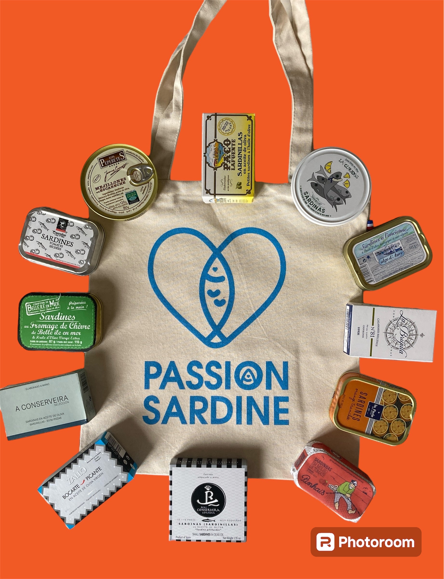 Sélection de 12 conserves + le tote bag Passion Sardine