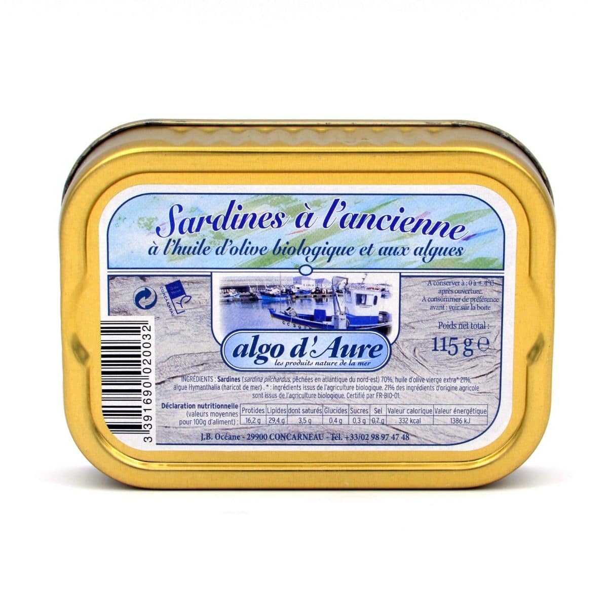 Sardines à l'huile d'olive bio et aux algues