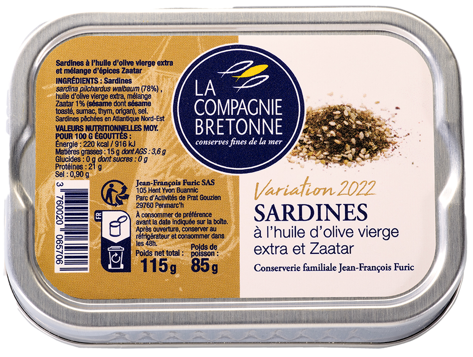Sardines à l'huile d'olive vierge extra et Zaatar